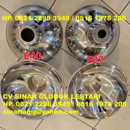Kap Lampu Gantung Industri Stainless 16inch E27 dan E40
